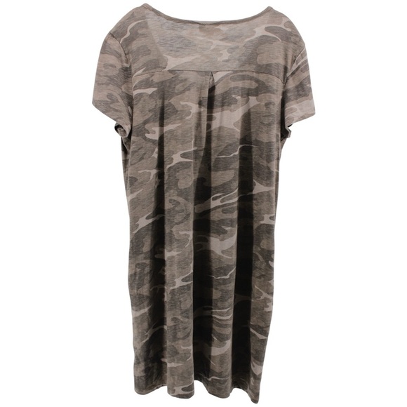 Style & Co. Camouflage Knee Length Shirt Dress Comfort Military Size L - Picture 4 of 8